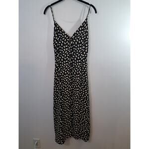 Everly Women's Black Speckled Print Midi Dress In Size Medium Button-up